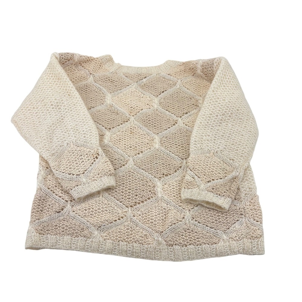 Weathervane‎ Womens L Cream Textured Knit Sweater Acrylic/Mohair/Cotton Blend